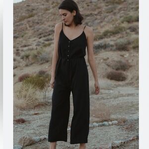 OZMA raw black silk jumpsuit size small